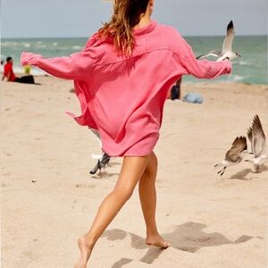 Aerie Pool-To-Party Cover Up Shirt Button XS